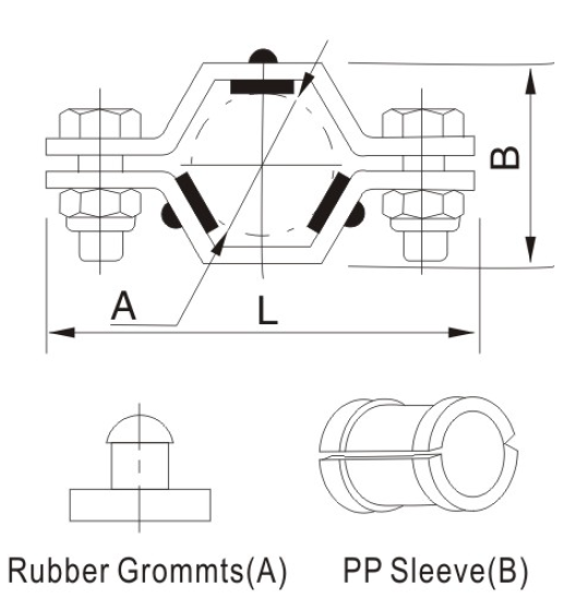 Soporte para tuberia con goma