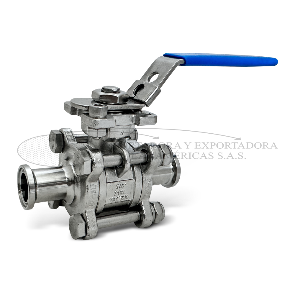 Válvula Bola Acero Inoxidable 4 tornillos Con Mounting Clamp