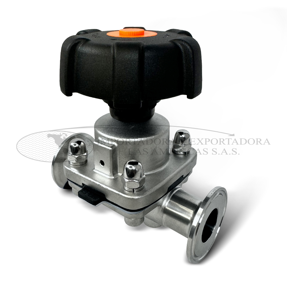 Válvula Diafragma Acero Inoxidable Clamp Manual Sello PTFE/EPDM