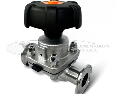 Válvula Diafragma Acero Inoxidable Clamp Manual Sello PTFE/EPDM