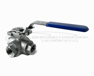 Válvula 3 vías Acero Inoxidable Tipo Bola NPT Bogotá