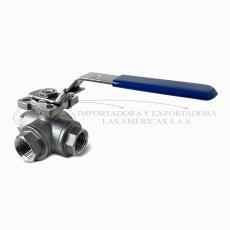 Válvula 3 vias Acero Inoxidable Tipo Bola NPT Bogotá