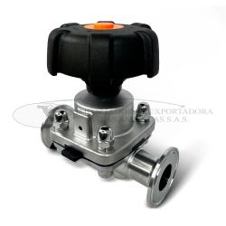 Válvula Diafragma Acero Inoxidable Clamp Manual Sello PTFE/EPDM
