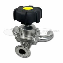 Válvula Diafragma 3 vías Acero Inoxidable Clamp Sello PTFE/EPDM